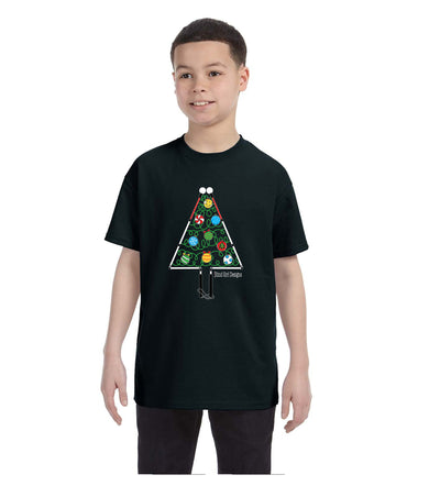 Kids and Toddlers Christmas Tree Cane T-Shirt - Black