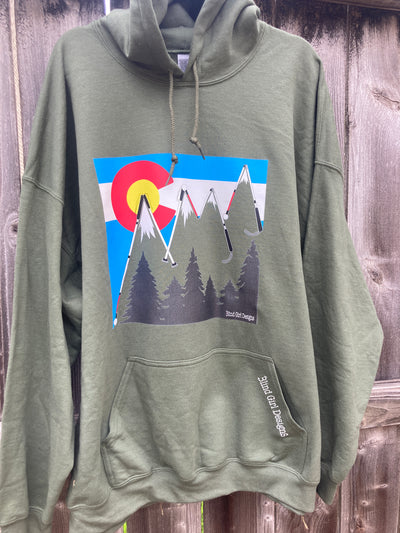 Colorado Mountains of Blind Canes Hoodie - Olive