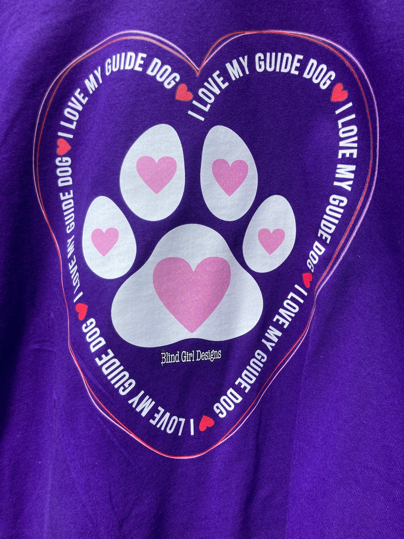 I Love My Guide Dog T-Shirt - Purple