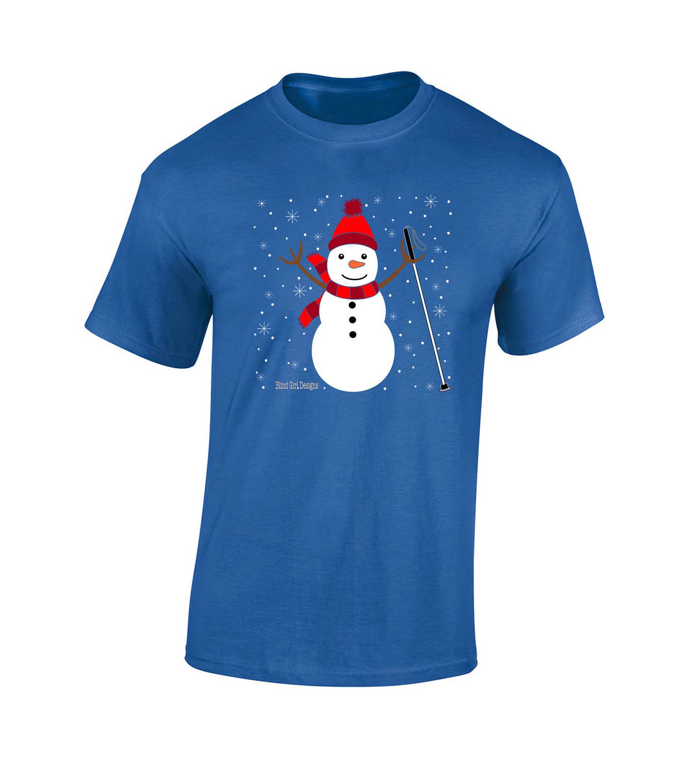 Jolly Snowman Cane T-Shirt - Royal Blue