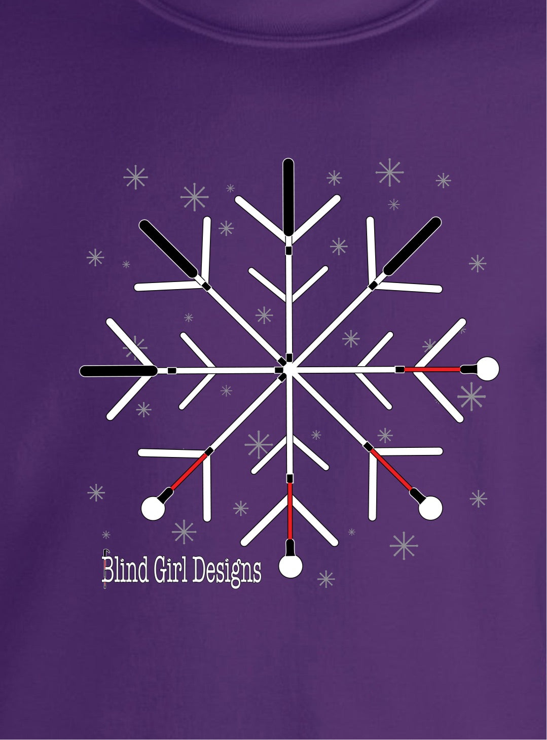 Original Snowflake White Cane T-Shirt - Purple