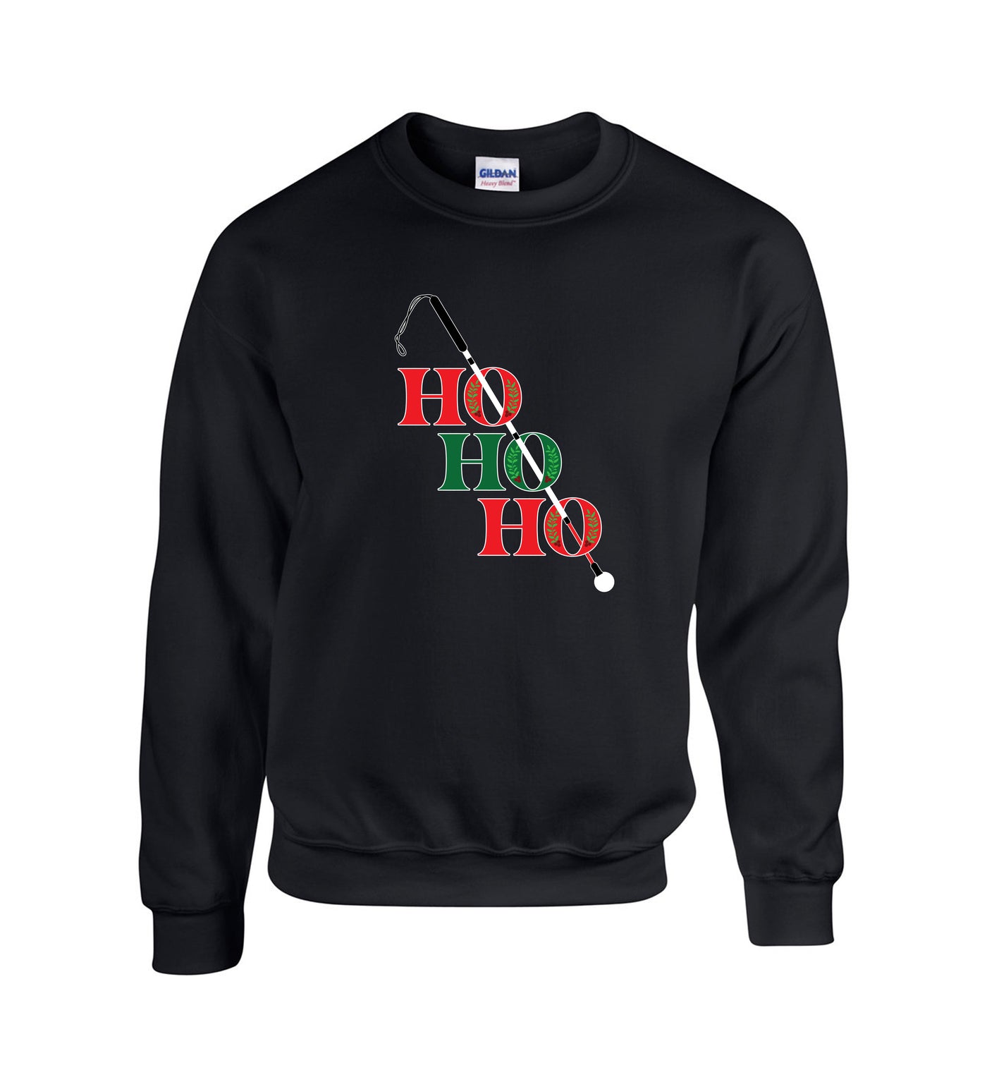 Ho Ho Ho White Cane Crew Sweatshirt - Black