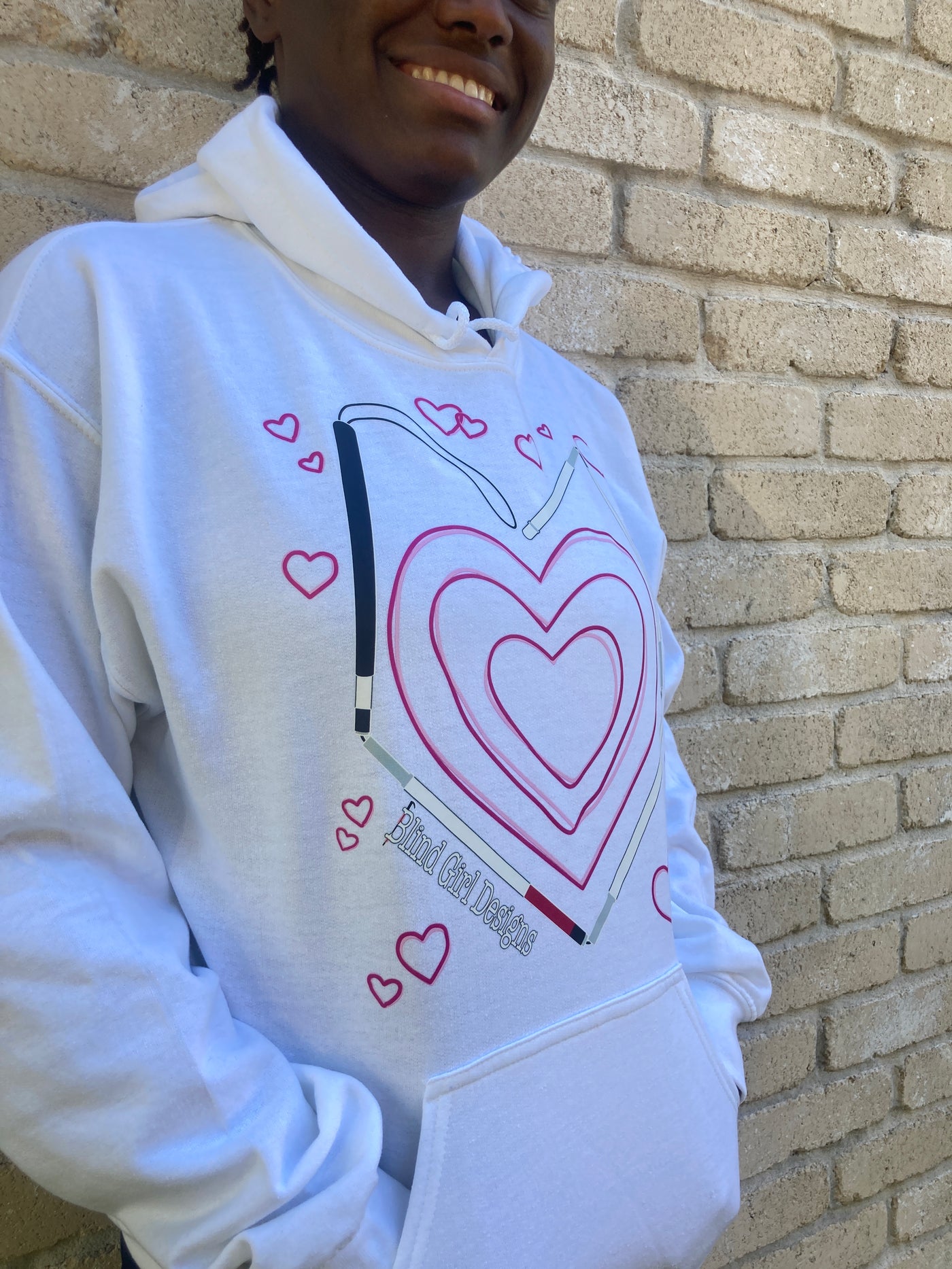 Sale! Sweetest Hearts Blind Canes Hoodie - White
