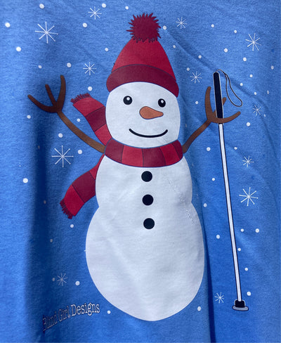 Jolly Snowman White Cane Hoodie - Light Blue