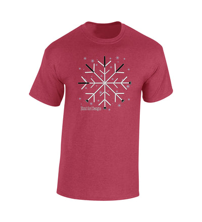 Kids and Toddlers Snowflake White Cane T-Shirt - Red