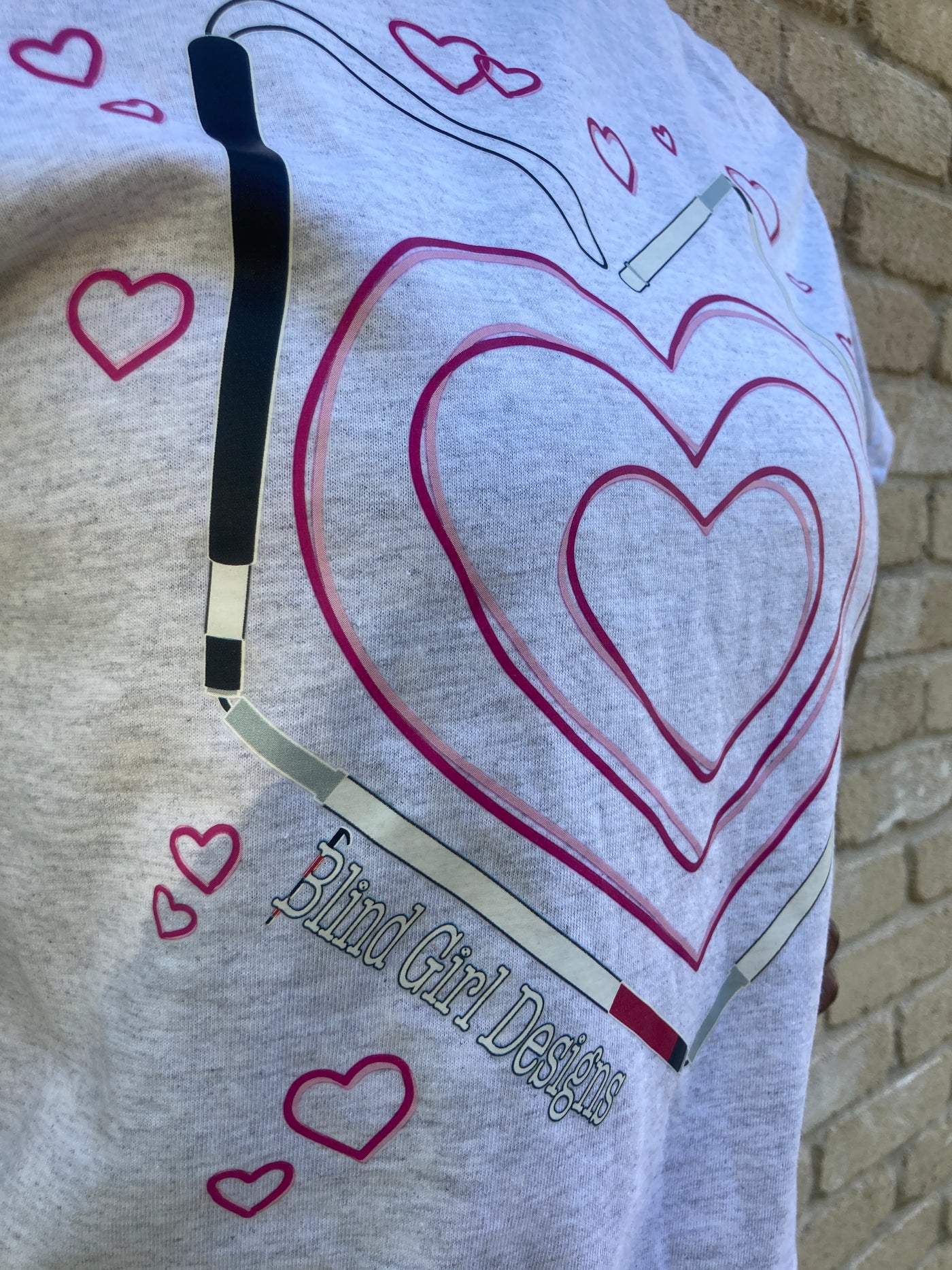 Sale! Sweetest  Heart Blind Cane - Light Grey T-Shirt