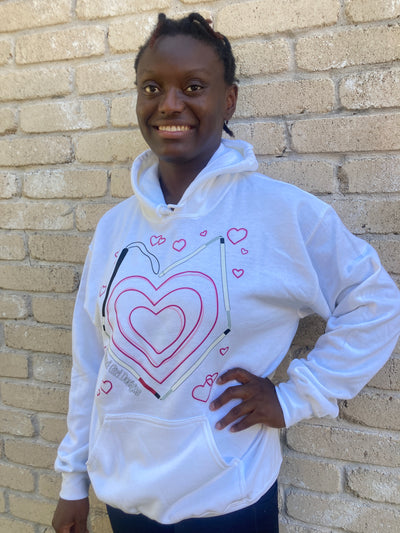 Sale! Sweetest Hearts Blind Canes Hoodie - White