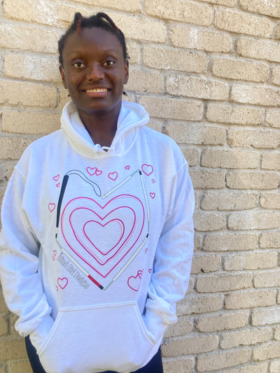 Sale! Sweetest Hearts Blind Canes Hoodie - White