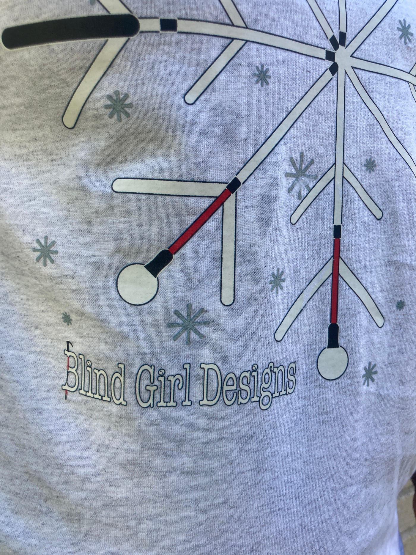 Sale! Snowflake Cane T-Shirt - Light Heather Grey
