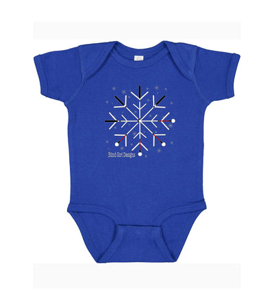 Baby Onsie White Cane Snowflake Short Sleeve - Royal Blue